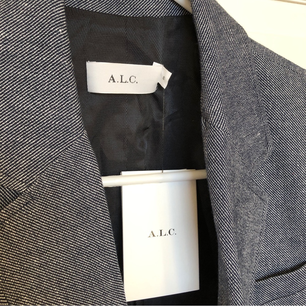 A.L.C. Cotton/Linen Blazer/Jacket Grey Single Button Size 6 - Picture 14 of 16